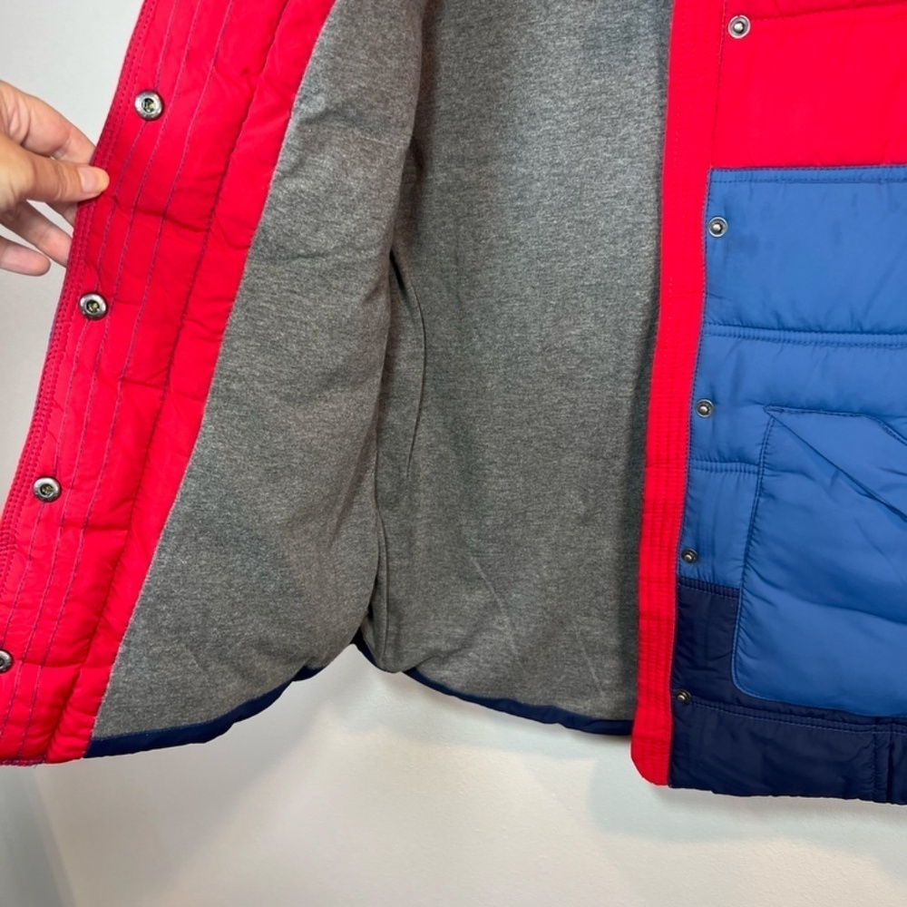 Roxy Quilted Puffer Vest Red Blue Colorblock 70s Retro Lined Cozy Outdoor Medium - Picture 10 of 11